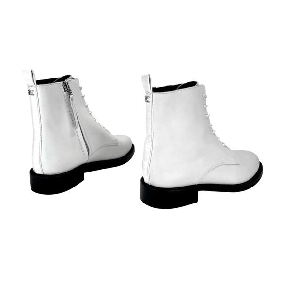 Sam Edelman Nina White Combat/Ankle Boot Size 7.5 Leather Adjustable Lace-Up New - Picture 5 of 11